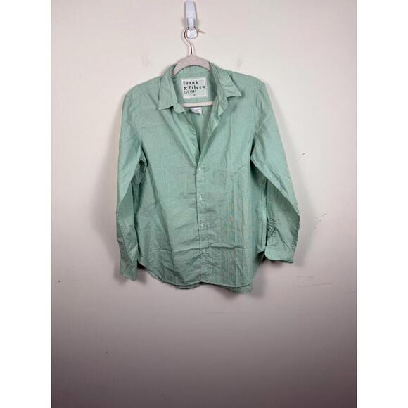 Frank & Eileen Tops - Frank and Eileen Frank Shirt Women's Large Green White Striped Cotton Tunic